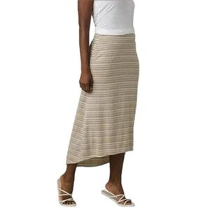 Prana Jasmine Hi Low Beige Striped Skirt In Size S